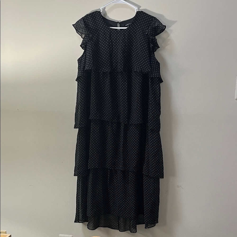 Who What Wear Black Polka Dot Maxi Dress